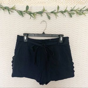 Rebecca Taylor Navy Belted Shorts